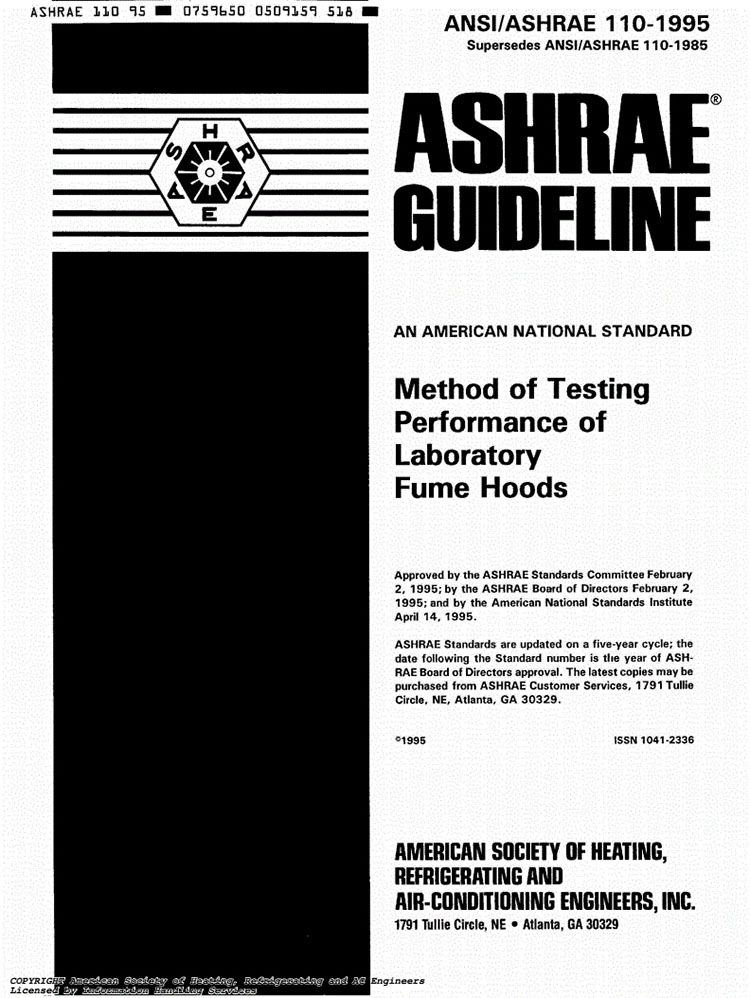 ASHRAE 110-1995通风柜标准